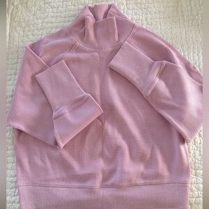 Pink Alo Waffle Weekend Escape Mock Neck Long Sleeve